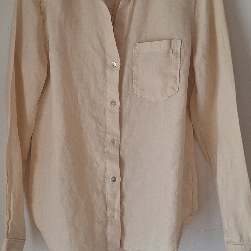 cloth & stone Cream Button-Up Linen Shirt - Picture 2 of 4